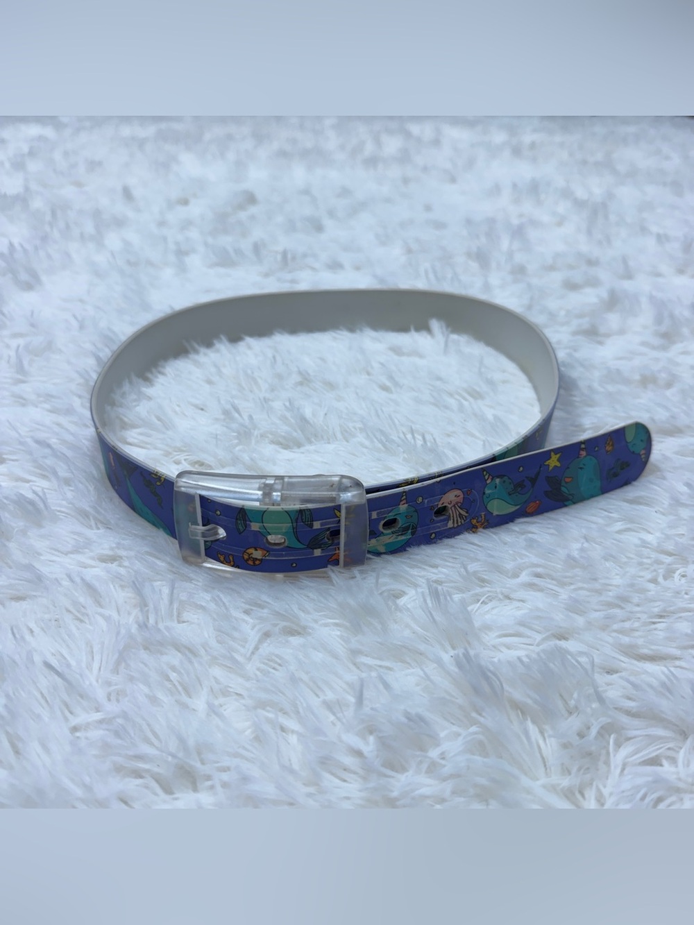 Women’s 42.5” Blue Narwhal Pattern C4 Equestrian Horseback Riding Belt. Good Con